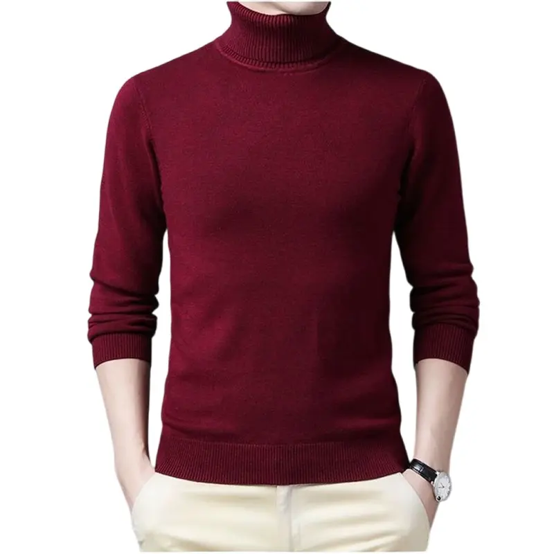 Sweatwear Men Solid Color Turtleneck Pullovers Homme Men's Winter Long Sleeve Sweater Knitted Basic Warm Top