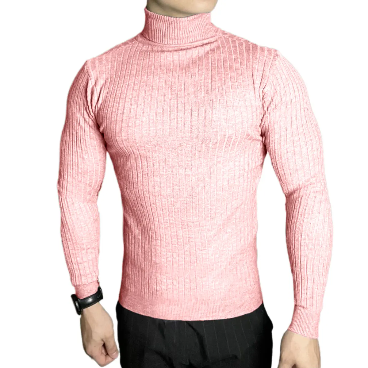 Autumn Men's Long Sleeve Knitted Sweaters Solid Color Breathable Turtleneck Pulloverr Winter Warm Sweatshirts Outdoor Streetwear