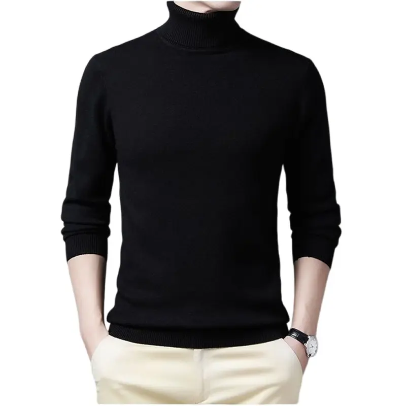 Sweatwear Men Solid Color Turtleneck Pullovers Homme Men's Winter Long Sleeve Sweater Knitted Basic Warm Top