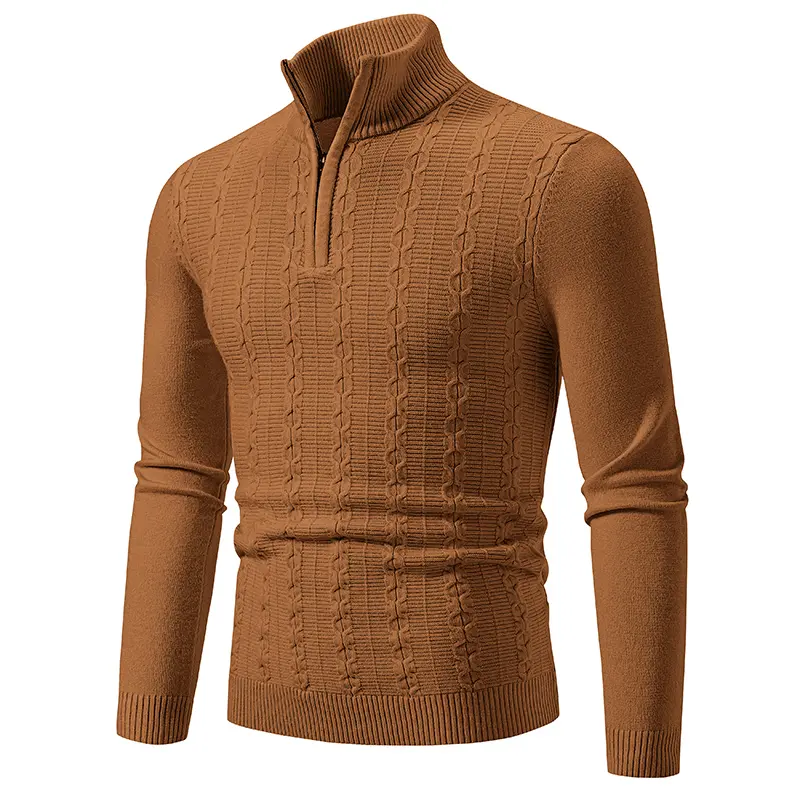New Sweatwear Men's Warm Pullover Autum Solid Color Half Zipper Sweater V-neck Long Sleeve Men's Knitted Sweatshirts Winter Top