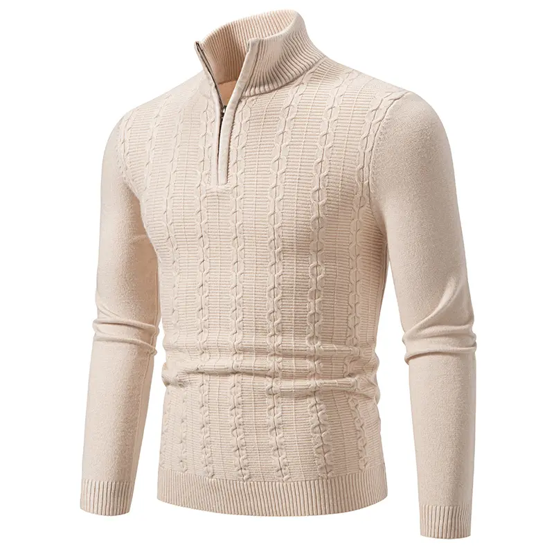 New Sweatwear Men's Warm Pullover Autum Solid Color Half Zipper Sweater V-neck Long Sleeve Men's Knitted Sweatshirts Winter Top