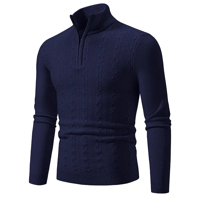 New Sweatwear Men's Warm Pullover Autum Solid Color Half Zipper Sweater V-neck Long Sleeve Men's Knitted Sweatshirts Winter Top