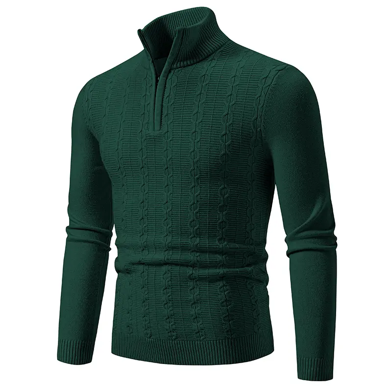 New Sweatwear Men's Warm Pullover Autum Solid Color Half Zipper Sweater V-neck Long Sleeve Men's Knitted Sweatshirts Winter Top