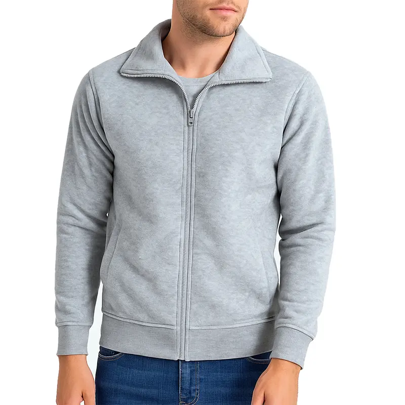 New Mens Zip Up Sweatshirt Mock Neck Quilted Jacket Casual Lightweight Jackets with Pocket Autumn Mens Sport Casual Outerwear