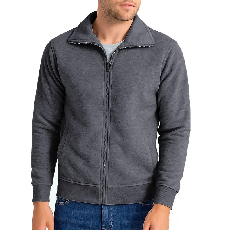 New Mens Zip Up Sweatshirt Mock Neck Quilted Jacket Casual Lightweight Jackets with Pocket Autumn Mens Sport Casual Outerwear