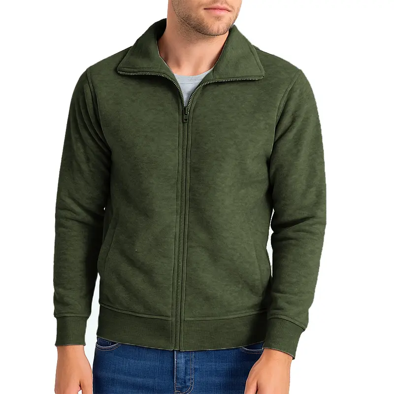 New Mens Zip Up Sweatshirt Mock Neck Quilted Jacket Casual Lightweight Jackets with Pocket Autumn Mens Sport Casual Outerwear