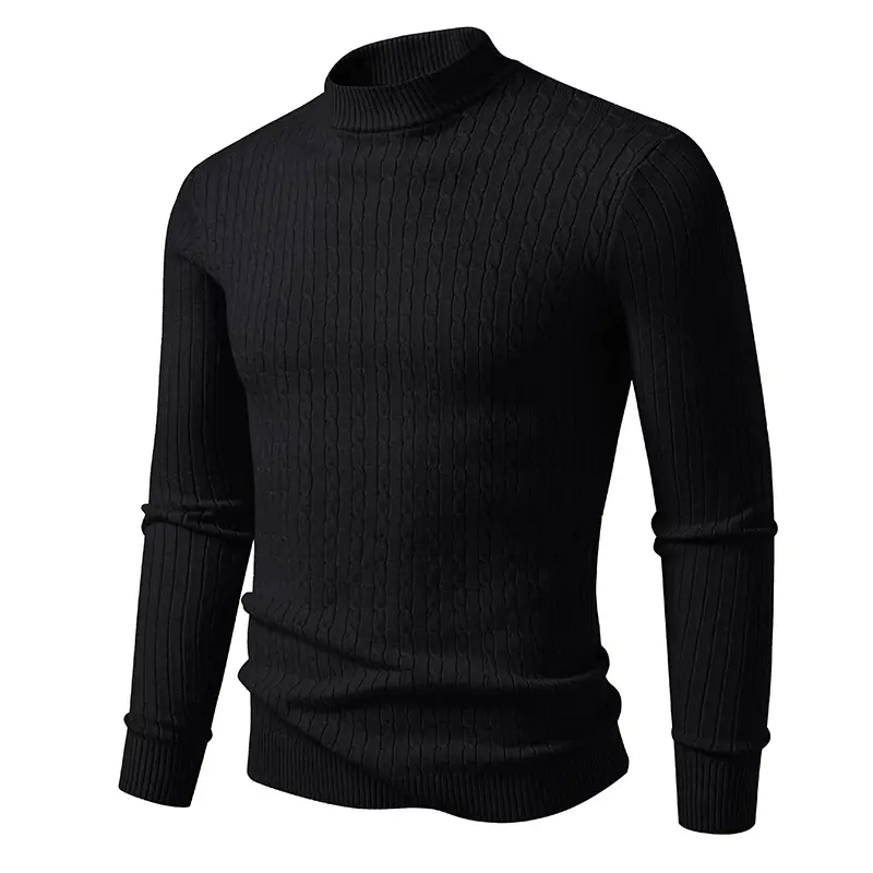 Mens Mock Neck Pullover Sweaters Long Sleeve Lightweight Knit Outwear Dress Casual Warm Sweaters Twist Cable Sweater Coats