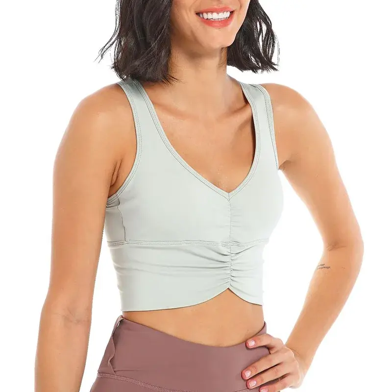 2023 Trendy Fitness Wraparound Vest Solid Color Sports Bra Quick Dry Yoga Running Vest Elasticity Sculpting Shapewear