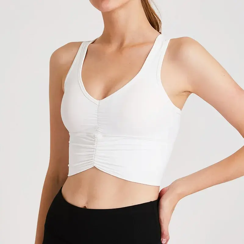 2023 Trendy Fitness Wraparound Vest Solid Color Sports Bra Quick Dry Yoga Running Vest Elasticity Sculpting Shapewear