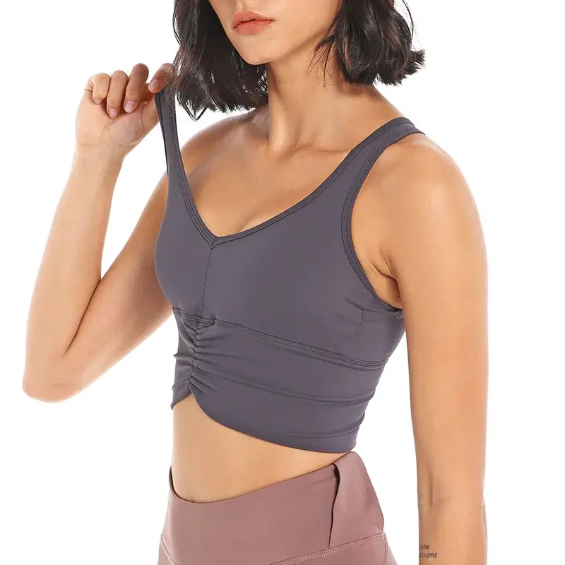 2023 Trendy Fitness Wraparound Vest Solid Color Sports Bra Quick Dry Yoga Running Vest Elasticity Sculpting Shapewear