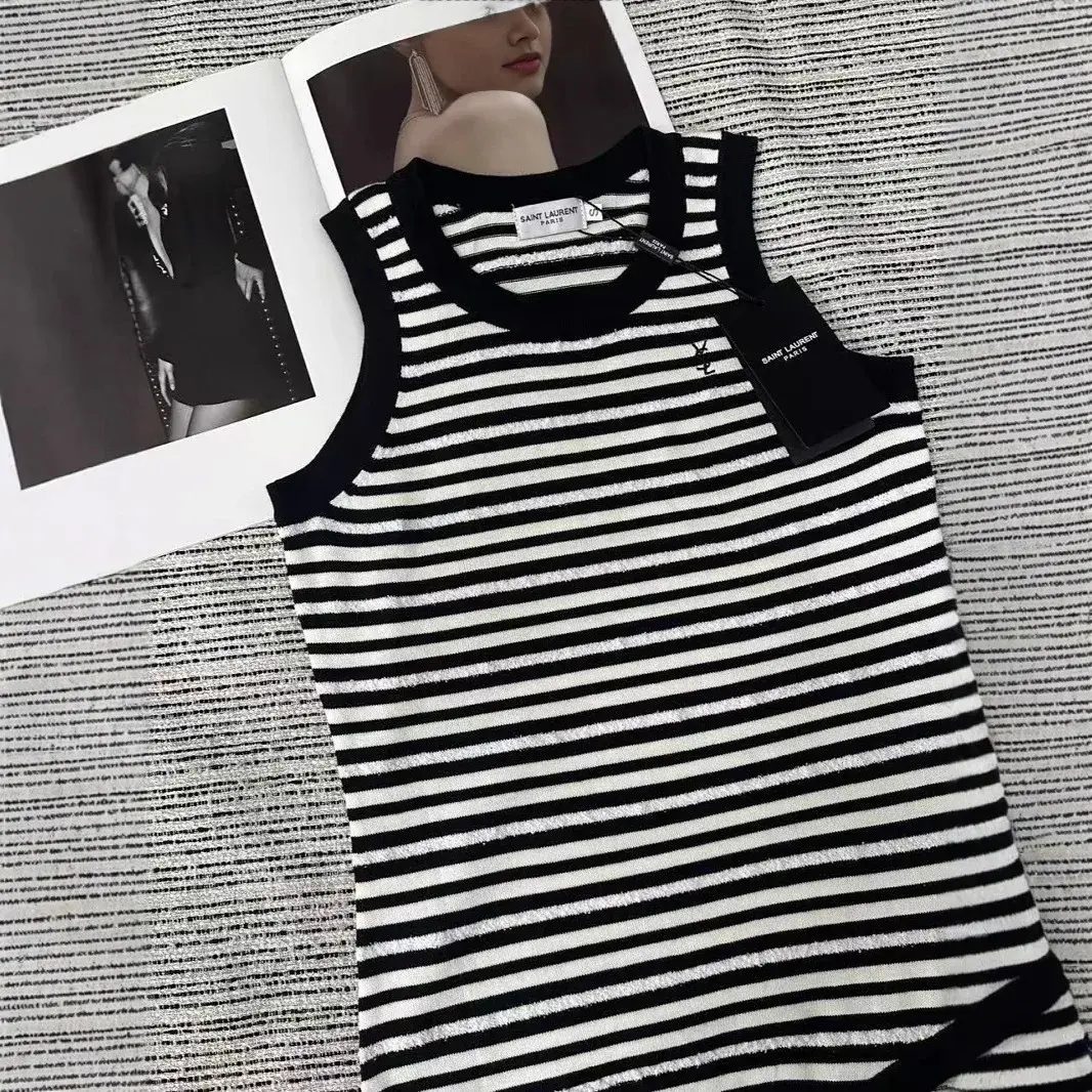 Y-Home Spring Summer New Style Refreshing Youthful Anti-Aging Versatile Slimming Fashionable Design Classic Stripe Vest Tank Top
