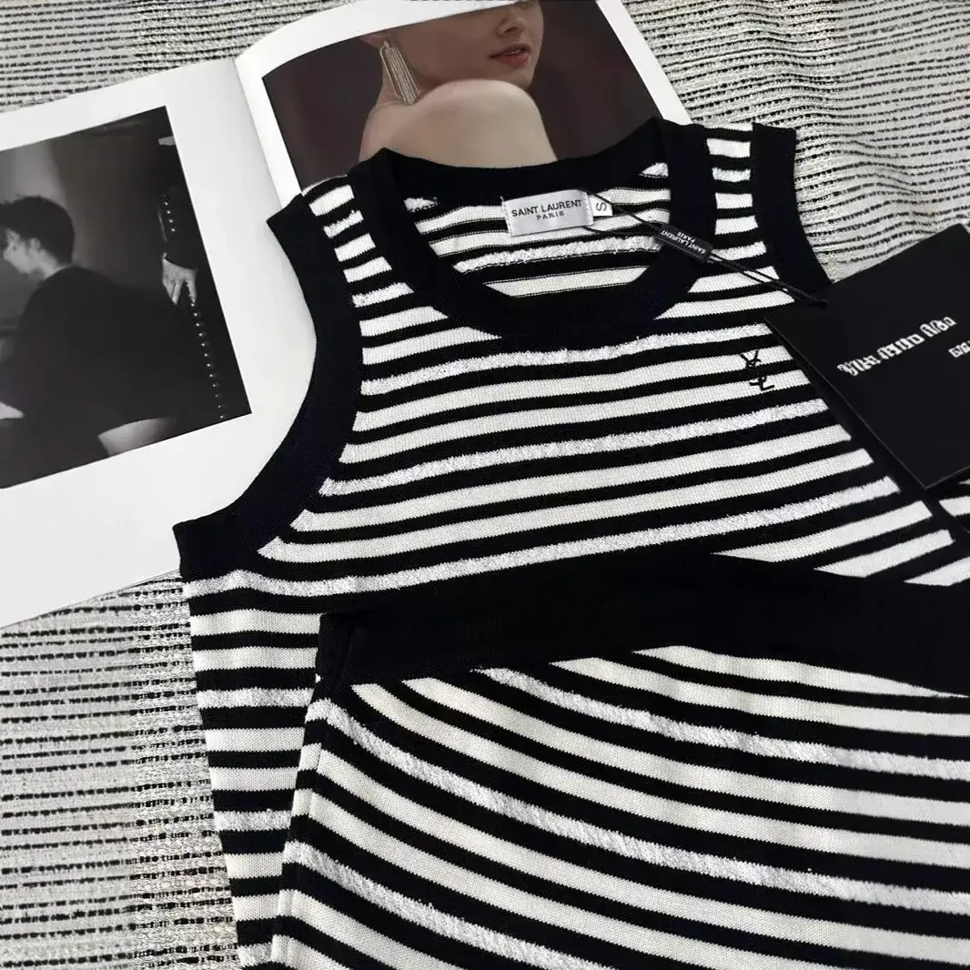 Y-Home Spring Summer New Style Refreshing Youthful Anti-Aging Versatile Slimming Fashionable Design Classic Stripe Vest Tank Top