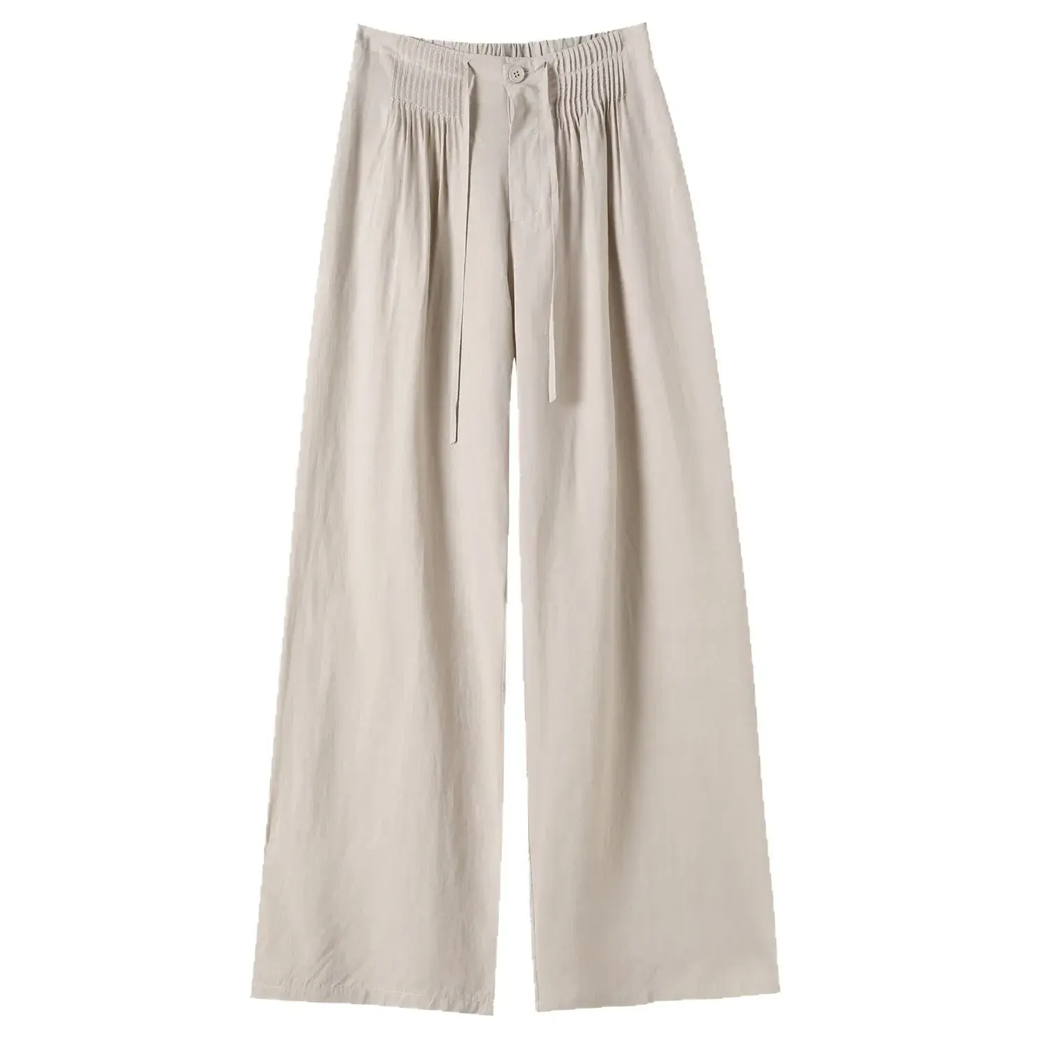 Summer New Women's High Waist Slim Wide Leg Pants Ice Silk Casual Thin Floor Length Trousers Luxury Brand AE Stock Origin