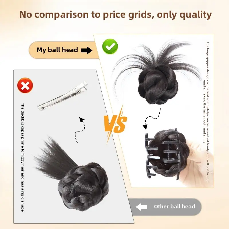 Low Bun Hair Piece Realistic Feathers Flower Bud Natural Fluffy Hairpin Style Fake Hair Essential for Women Hair Accessories