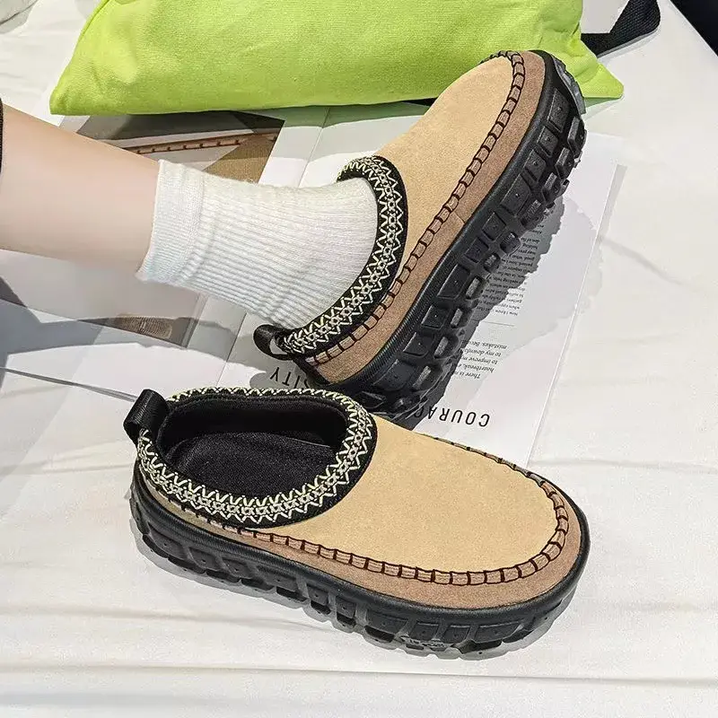 Platform Casual Flats Slippers Women Shoes Round Head Keep Warm Shallow Mouth Fashion Mules Winter Snow Ankle Boots Retro Suede