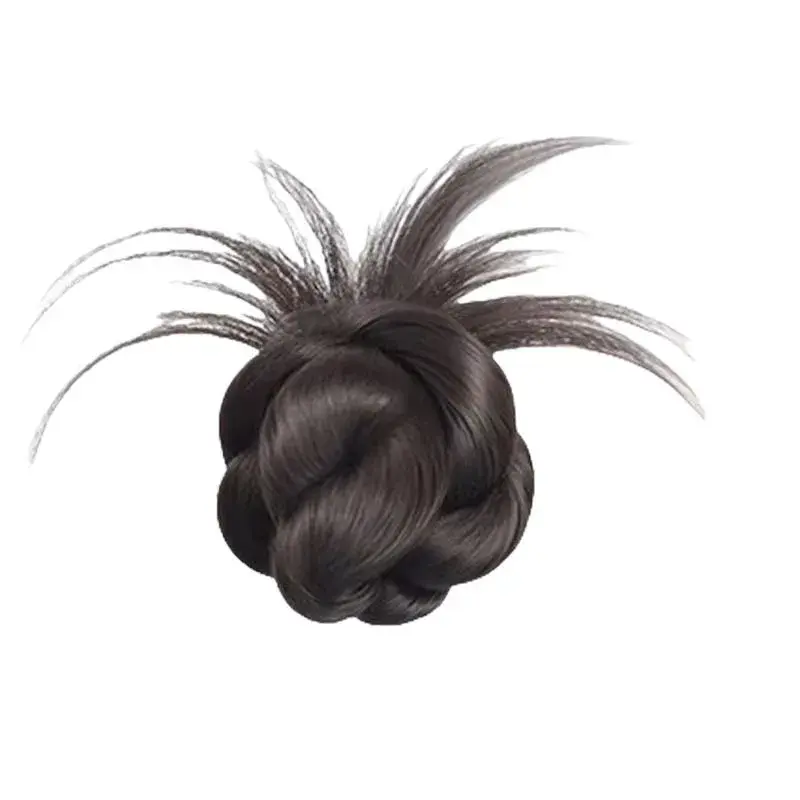 Low Bun Hair Piece Realistic Feathers Flower Bud Natural Fluffy Hairpin Style Fake Hair Essential for Women Hair Accessories