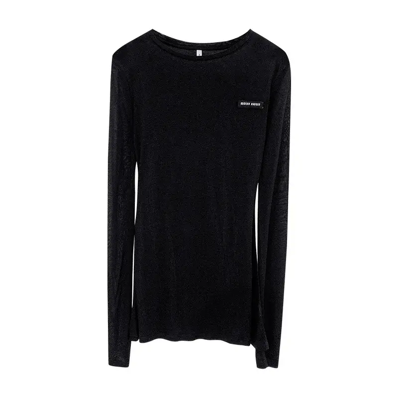 Skin-friendly Lightweight Long Sleeve Women's T-shirt Chic Labelled Cover-up Base Layer Shirt Early Autumn New Style Trendy Top