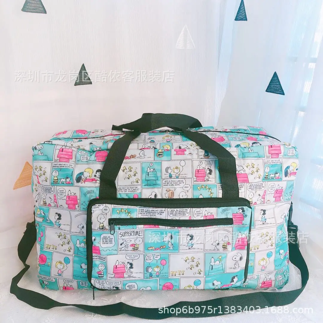 Cute Cartoon Snoopy Portable Folding Travel Bag Lightweight Waterproof Luggage Cover Fits Most Carry-On Suitcase