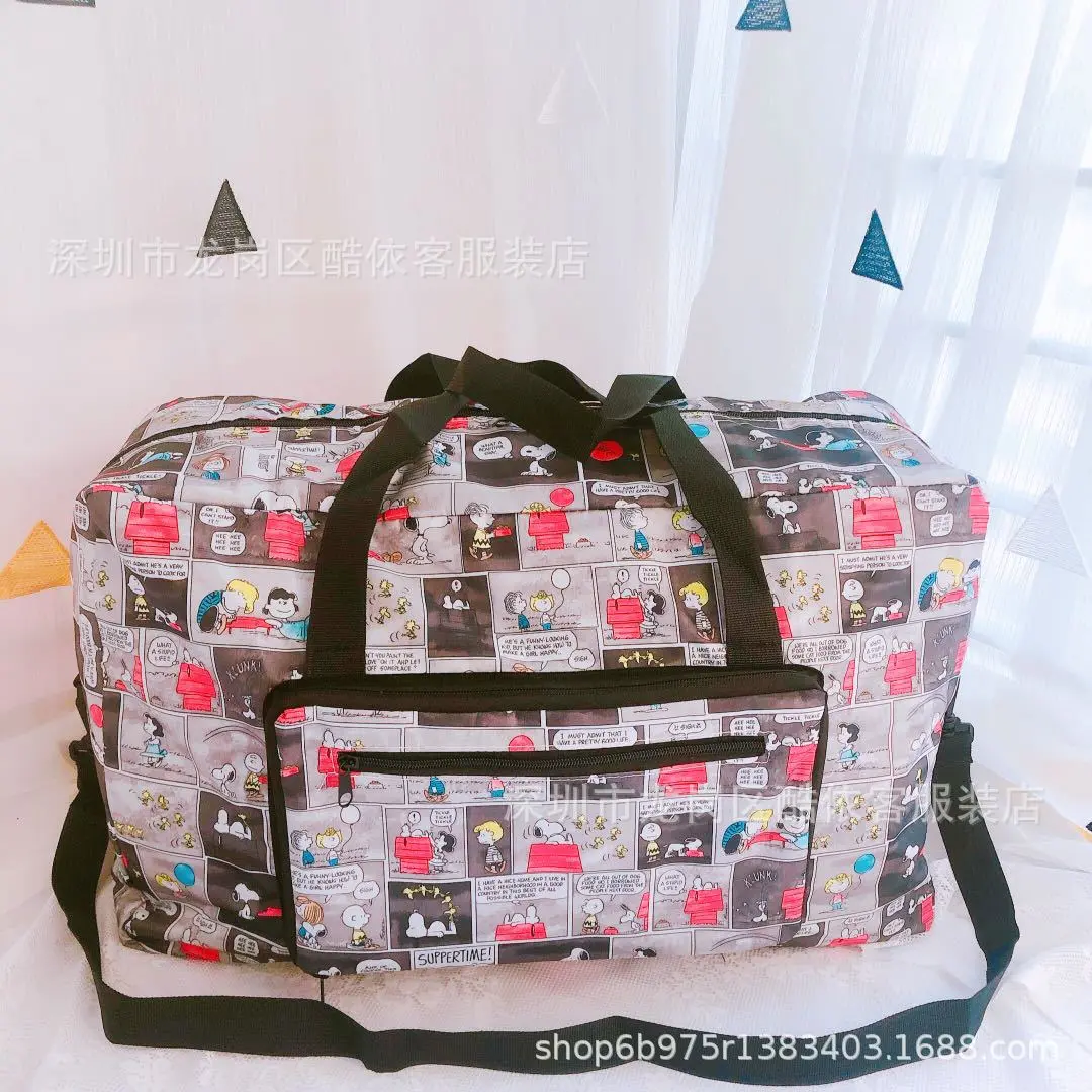 Cute Cartoon Snoopy Portable Folding Travel Bag Lightweight Waterproof Luggage Cover Fits Most Carry-On Suitcase