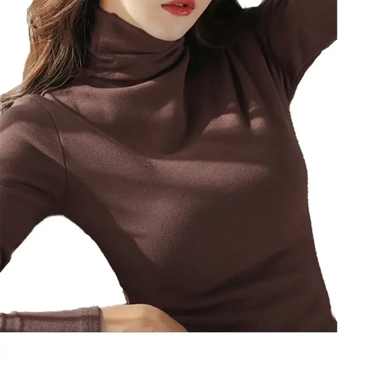 Wholesale Dropshipping Spring Autumn New Polo/Turtle Neck Base Layer Top Long Sleeve Korean Women's Clothing Slims Smooths Your