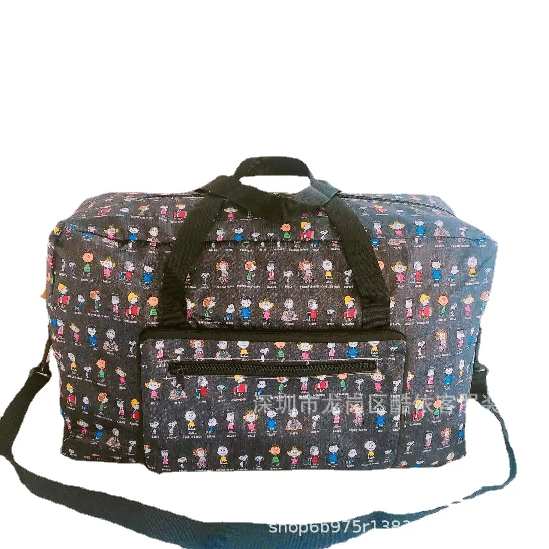 Cute Cartoon Snoopy Portable Folding Travel Bag Lightweight Waterproof Luggage Cover Fits Most Carry-On Suitcase