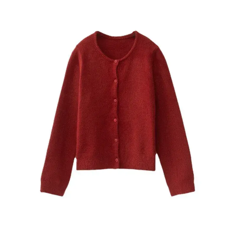 Super Chic Gentle StyleshortsJacket Knitted Cardigan Women's Sweater With Crew Neck For Autumn/Winter SensibilityNiche Design