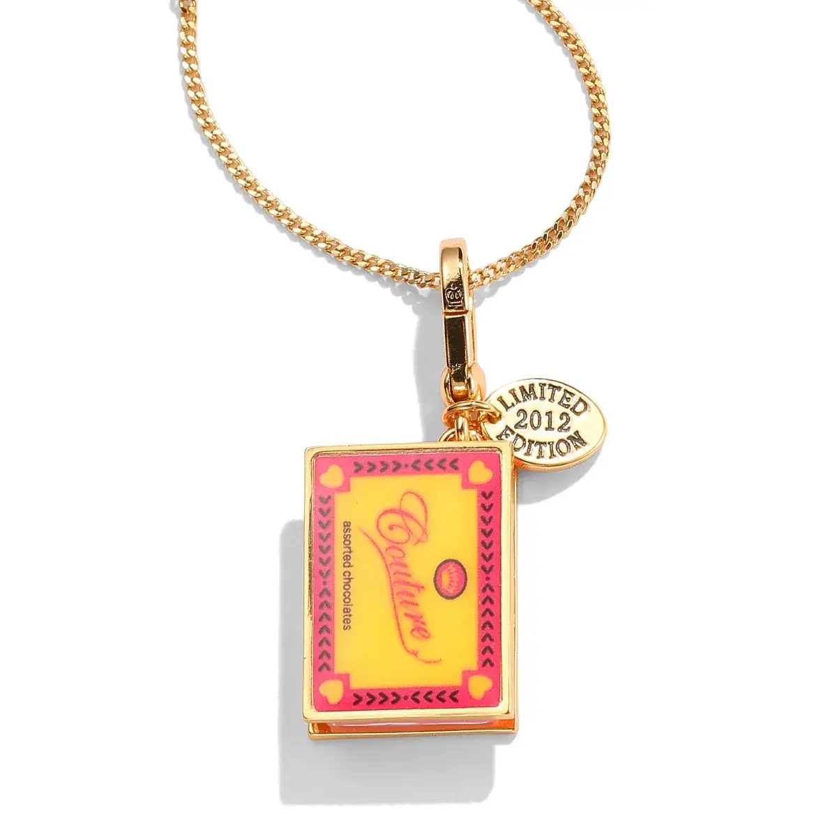 Luxury High-End Feel Rhinestone Color Printing Letter Necklace Women's Pendant Chocolate Square Box Opening Neckwear Accessory