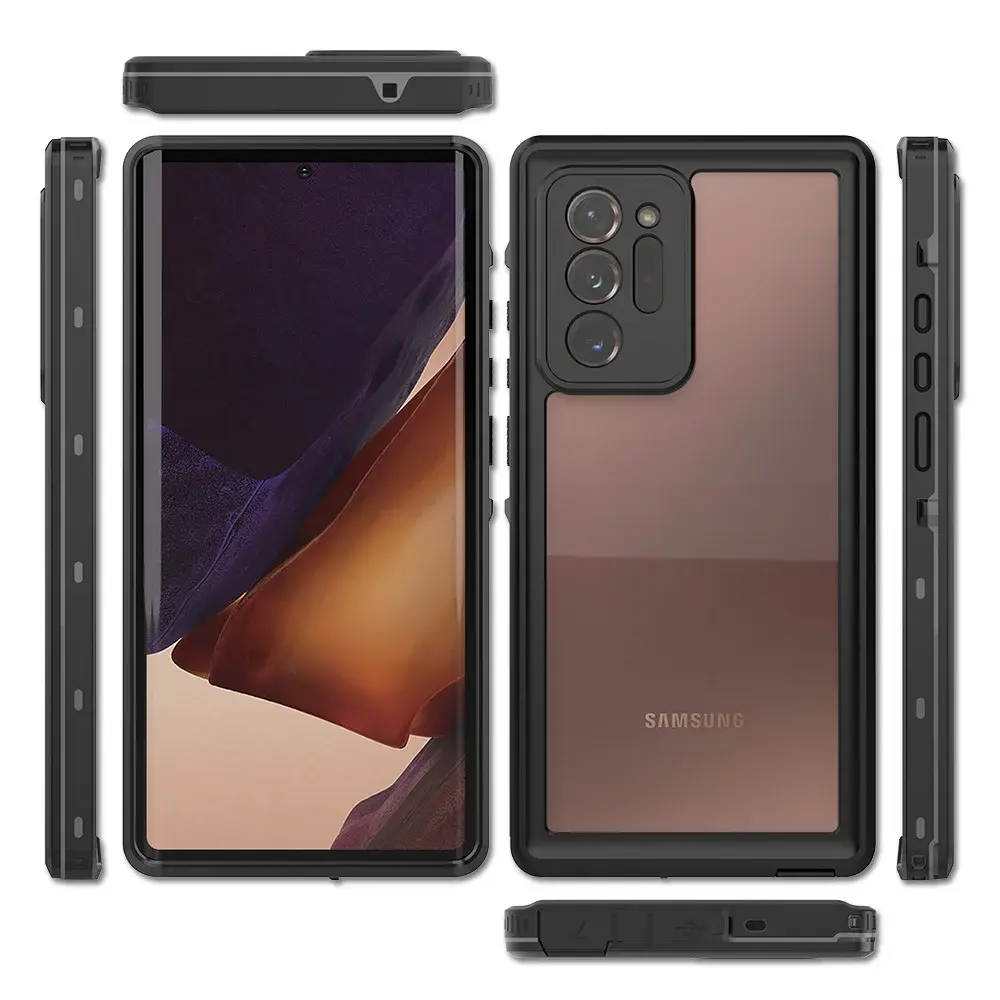 Transparent Waterproof Red Pepper Shell for Samsung Note20/Note20 Ultra Outdoor Sports Anti-Fall Case Clear Protection Cover