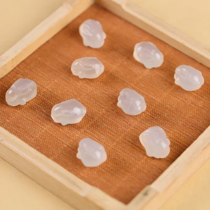 Natural Ice White Jade DIY Carving White Jade Rabbit Cute Rabbit Pendant Accessories Healing Cute Rabbit Jewelry Accessories