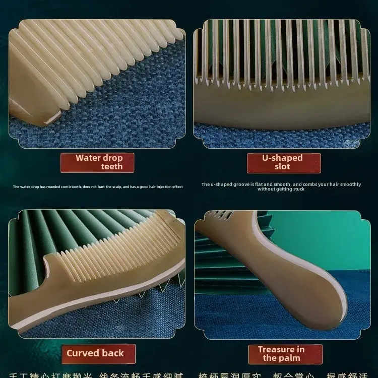 Natural White Buffalo Horn Comb Women's Hair Comb Professional Salon Use Black People Wig Use Gift Box National Holiday Gift