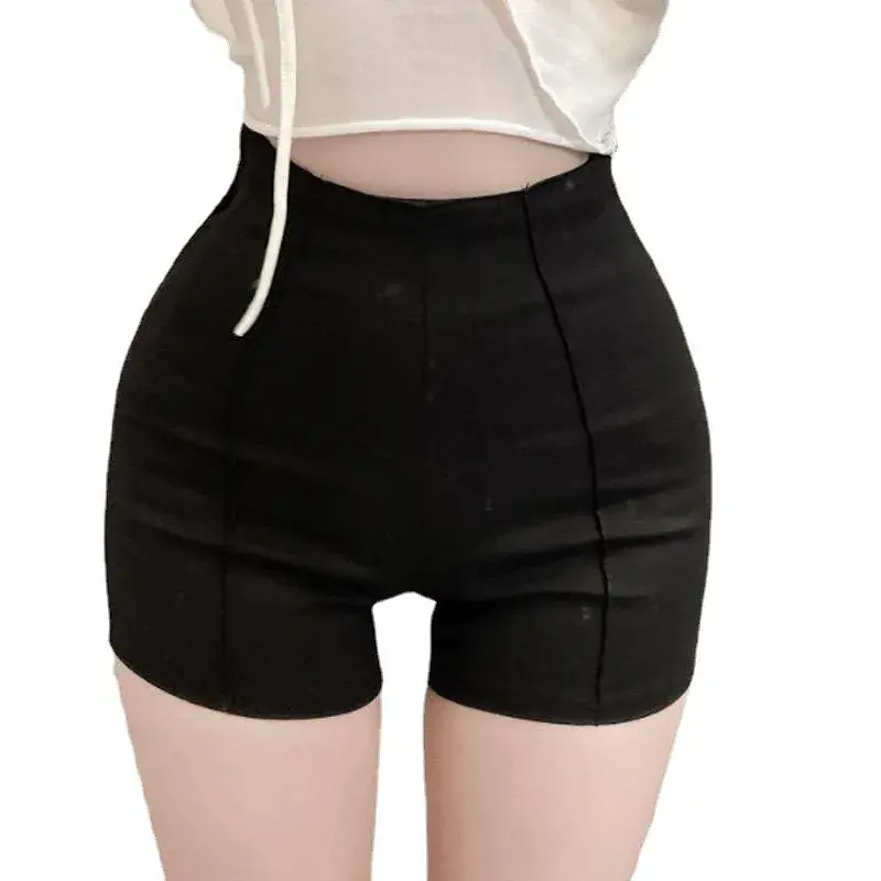 Black High-Waisted Slimming Sexy Versatile Straight-Leg Casual Shorts Women's Clothing Summer Heat Pants