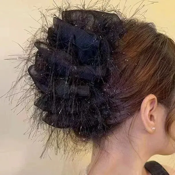 New Multi-Layer Butterfly Knot Hair Clip Large Feather Hair Thickening Shark Clamp Professional Salon Hair Division Fixation