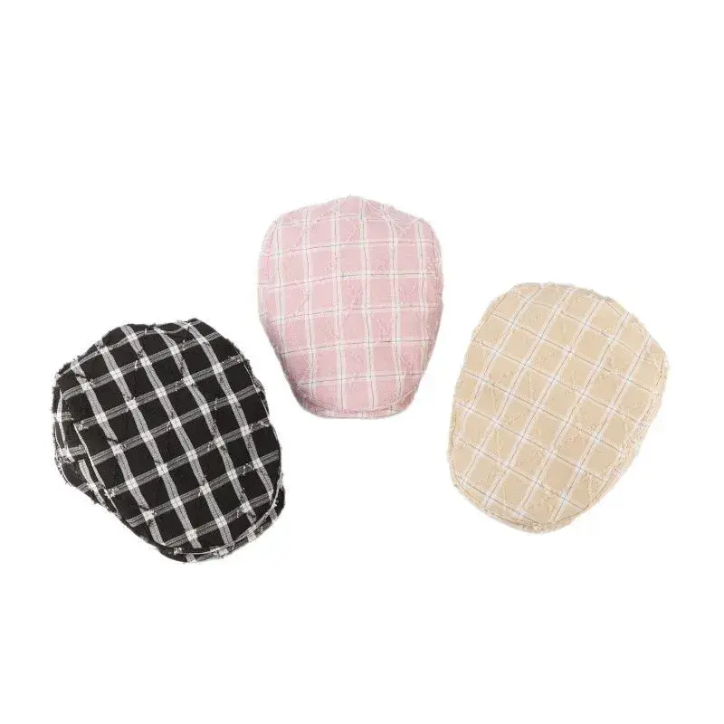 Korean Style Fashion Plaid Beret Hat Women Spring Summer Versatile Face Slimming Octagonal Art Casual Painter Hat Advanced Hat