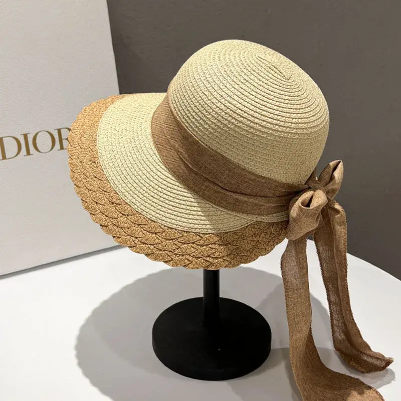 Foldable Summer Women's Sun Hat Casual Large Brim Hat UV Protection Outdoor Travel Straw Hat Lightweight Cooling Cap
