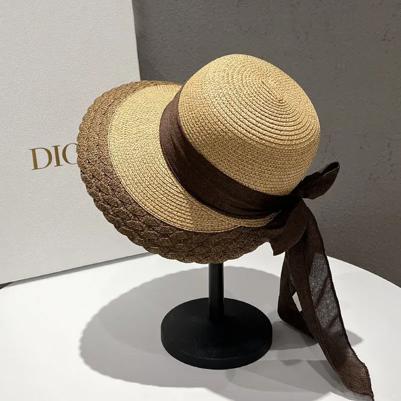 Foldable Summer Women's Sun Hat Casual Large Brim Hat UV Protection Outdoor Travel Straw Hat Lightweight Cooling Cap