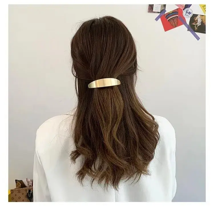 Korean Minimalist Metal Arc Hair Clips Simple Tail Spring Clip Hair Accessories Headwear Cold Style Professional Salon Fixation