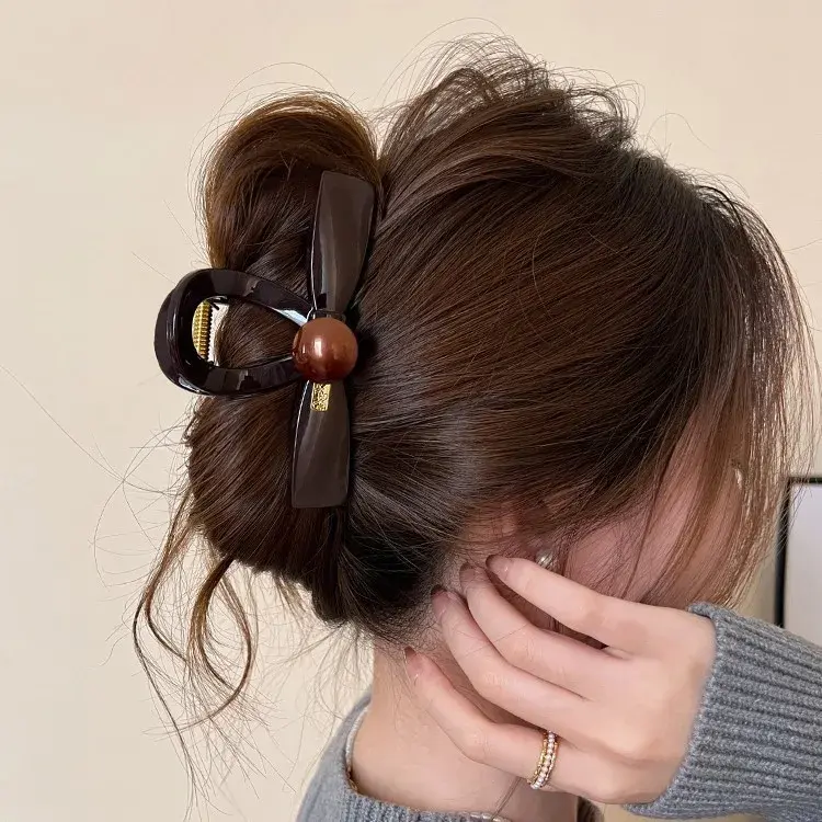 Elegant Thickened Gold Label Butterfly Knot Hair Clip Super Large Size Shark Clamp Hair Accessories Simple Versatile Hair Clips