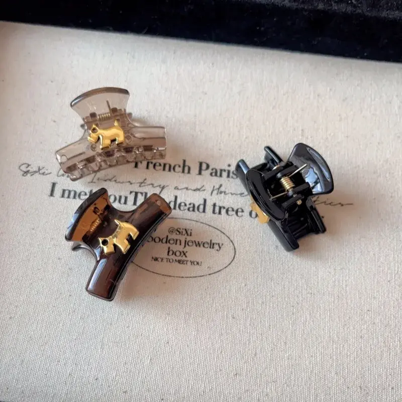 2025 New Gold Label Mini Dog Design Elegant Hair Clips Frizz Hair Professional Salon Partition Fixed Hair Clips Korean Hair Acce