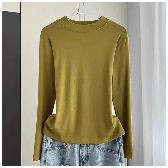 Women's Japanese Style Long Sleeve T-Shirt Loose Fit Slimming Versatile Round Neck Top New Arrival Fall 2024 Clothing