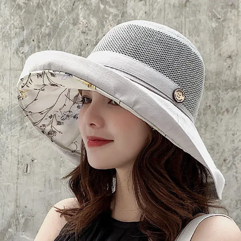 Japanese Order Fisherman Hat Women Large Brim Sunshade Hat Summer Face Covering Versatile Beach Sun Hat Lace Net Cap