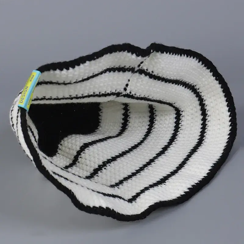 Handmade Crochet Women's Bucket Hat Milk Cotton Yarn Fisherman Hat Fashionable Trendy Autumn Winter New Style Lace Net Cap