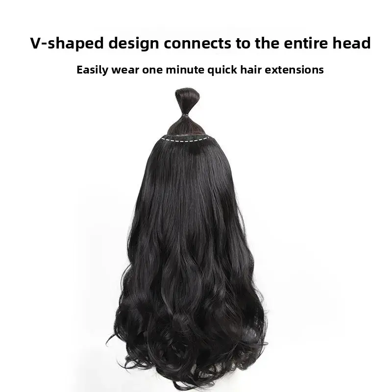 Invisible One Piece Long Hair Extensions Realistic Seamless Long Curl Wig Pieces Big Wave U-Shaped Hair Extensions