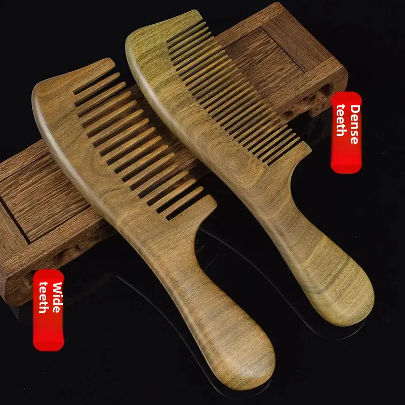 In-Stock Wooden Comb Women's Home Use Anti-Static Massage Comb Thickened Wide Tooth Wooden Comb Handle Engraved For Wholesale
