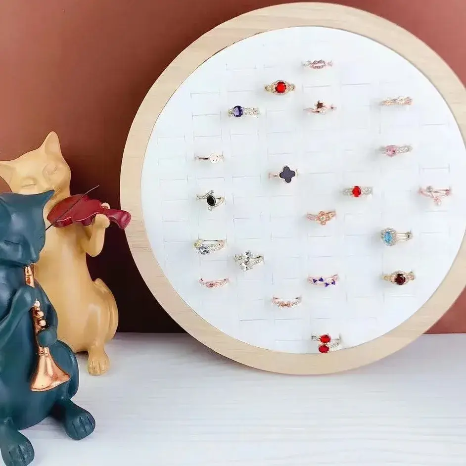 Wooden Display Plate For Rings And Earrings Jewelry Holder Tray Showcase Stand For 100+ Pieces Of Jewelry