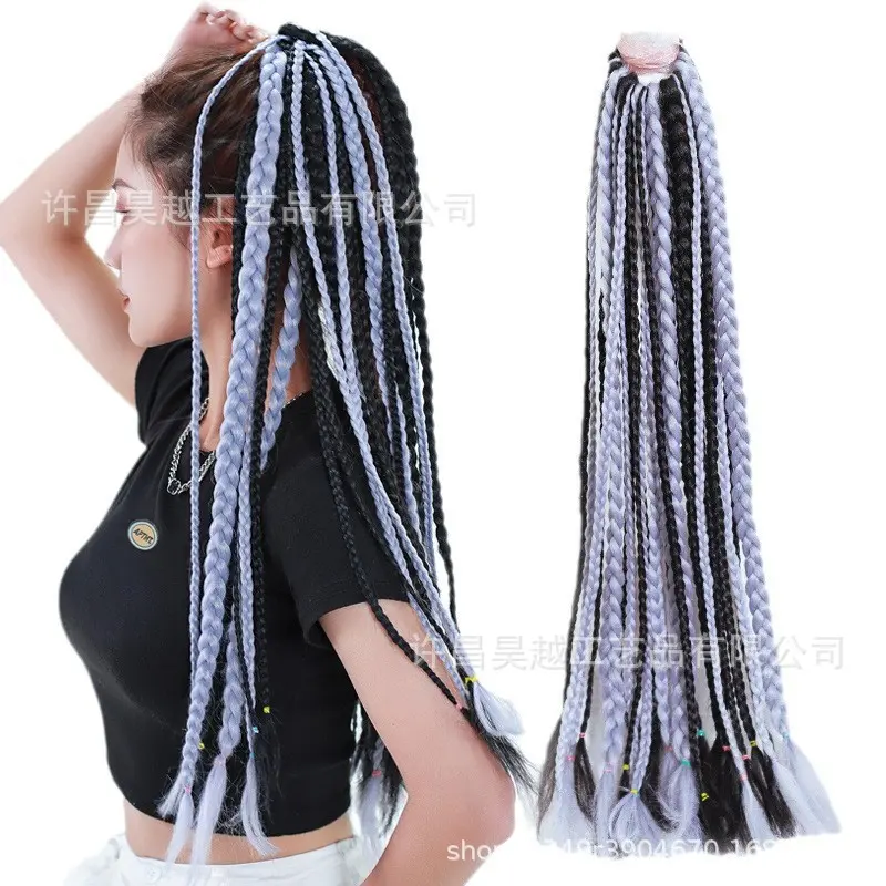 Colorful Gradient Three-Strand Fake Hair Braids Women's Street Dance Hip Hop Dirty Braids Trendy Braid Extensions