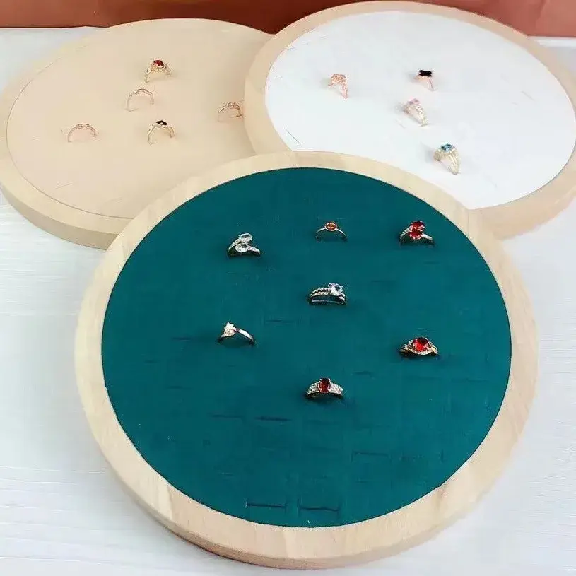 Wooden Display Plate For Rings And Earrings Jewelry Holder Tray Showcase Stand For 100+ Pieces Of Jewelry