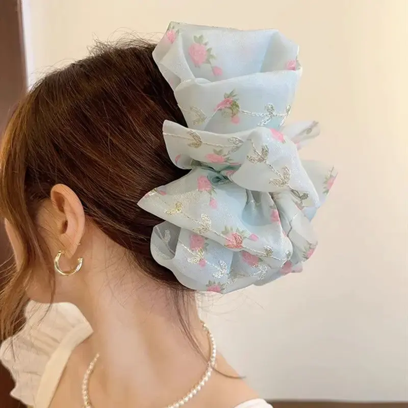 Elegant Large Floral Cloud Shark Clip Hair Accessories for Women Stylish Hair Grips Back of Head Butterfly Knot Hairpins