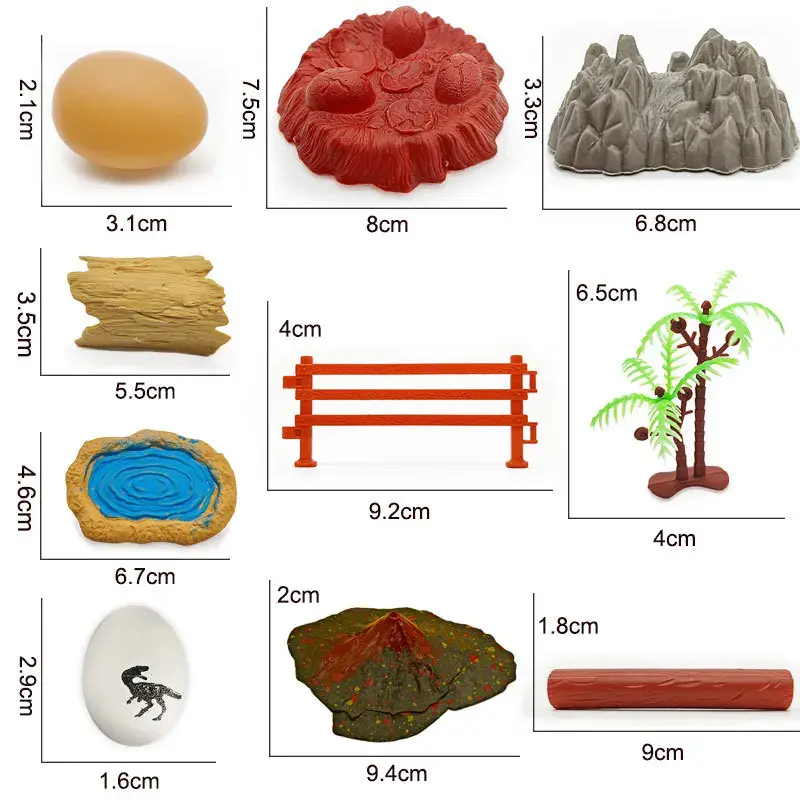 Dinosaur Themed Scene Decoration Simulation Plant Tree Wooden Head Fire Mountain Rock Fence Dinosaur Egg Sand Plate Model Access