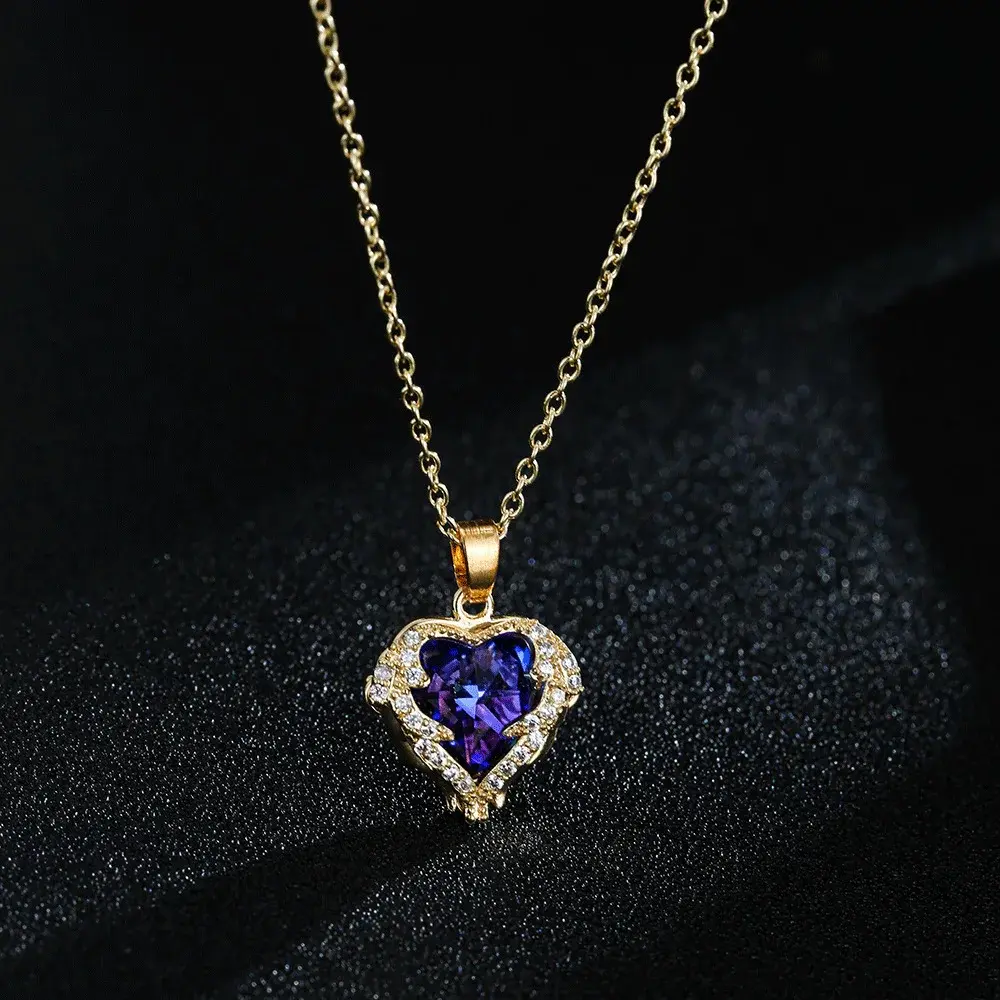 Korean Style Ocean Heart Women's Necklace Non-Fading Luxury Niche Artistic Anti-Allergy Fashionable Clavicle Chain
