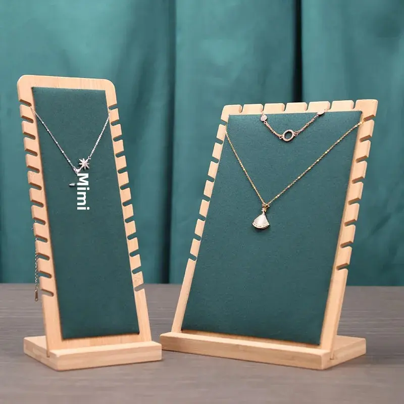 Creative Bamboo L-Shaped Detachable Necklace Board Necklace Pendant Bracelet Jewelry Display Stand For Live Broadcast Desk